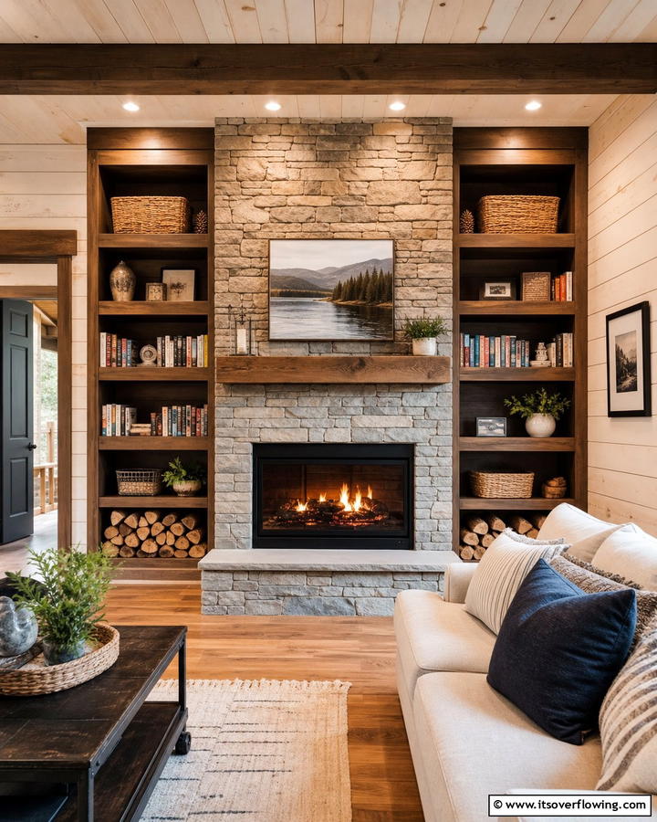 Fireplace with Built In Storage - 25 Cozy Cabin Fireplace Ideas for a Warm Retreat