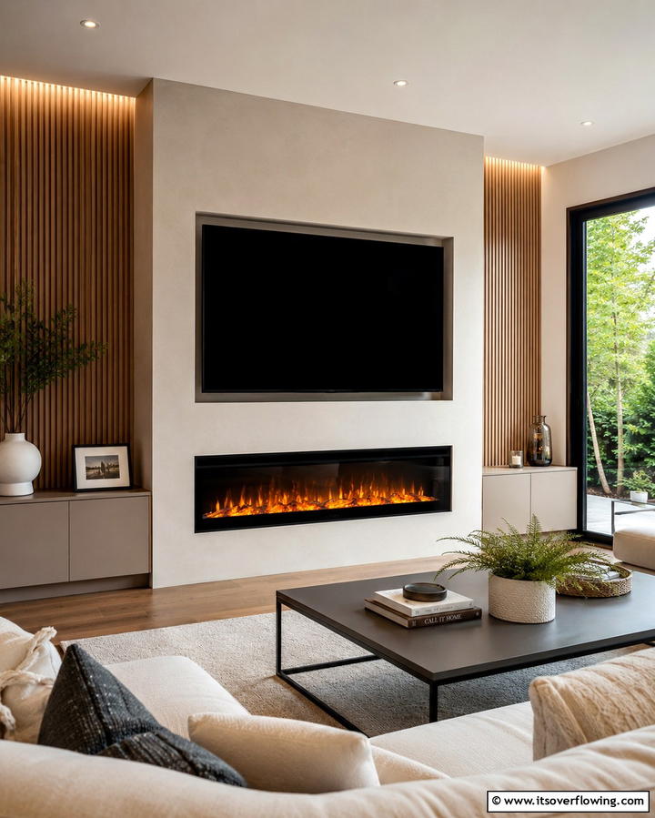 Fireplace with Built In TV - 30 Fireplace Wall Ideas to Transform Your Living Space