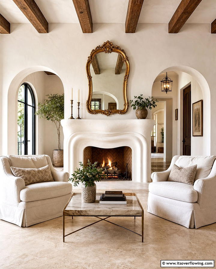 Fireplace with Curved Mantel - 25 Spanish Style Fireplace Ideas for Cozy Living Spaces