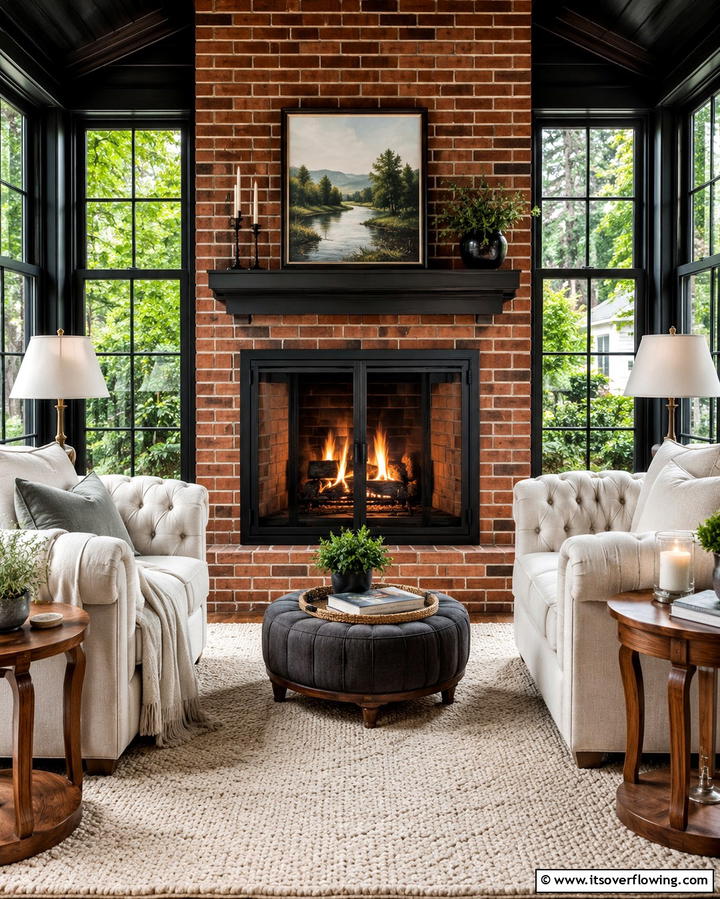 Fireplace with Glass Doors - 25 Sunroom With Fireplace Ideas for Cozy Gatherings
