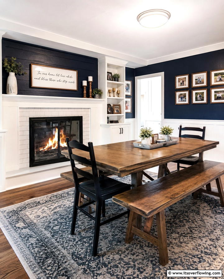 Fireplace with Glass Doors for Safety and Style - 25 Dining Room With Fireplace Ideas for Cozy Gatherings