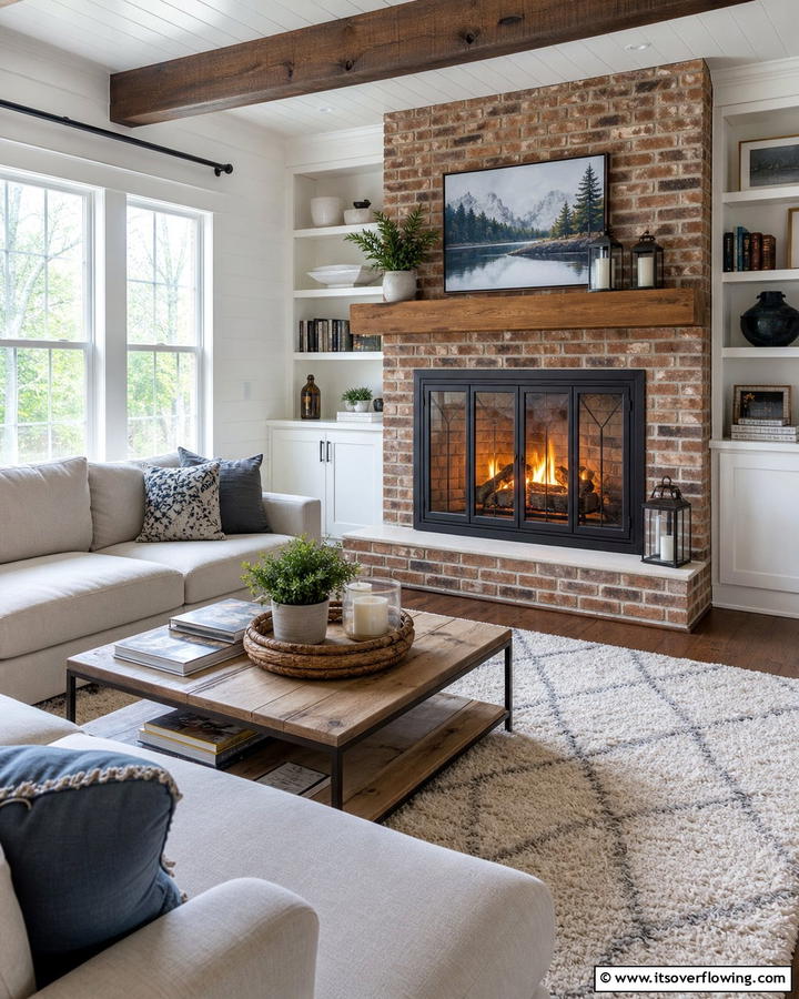 Fireplace with Glass Doors - 25 Cozy Cabin Fireplace Ideas for a Warm Retreat