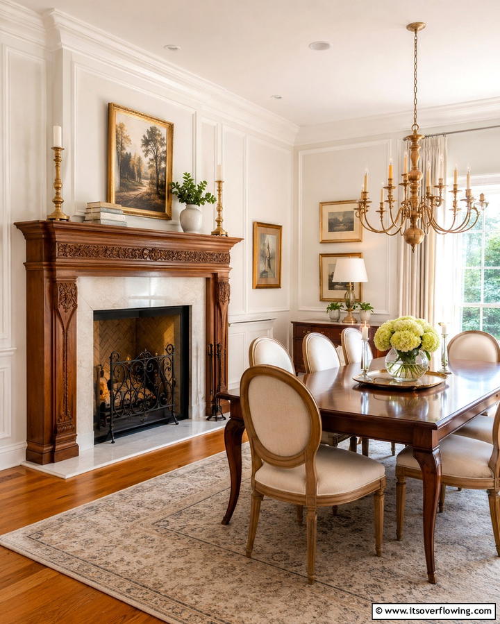 Fireplace with Mantel for Decorative Opportunities - 25 Dining Room With Fireplace Ideas for Cozy Gatherings