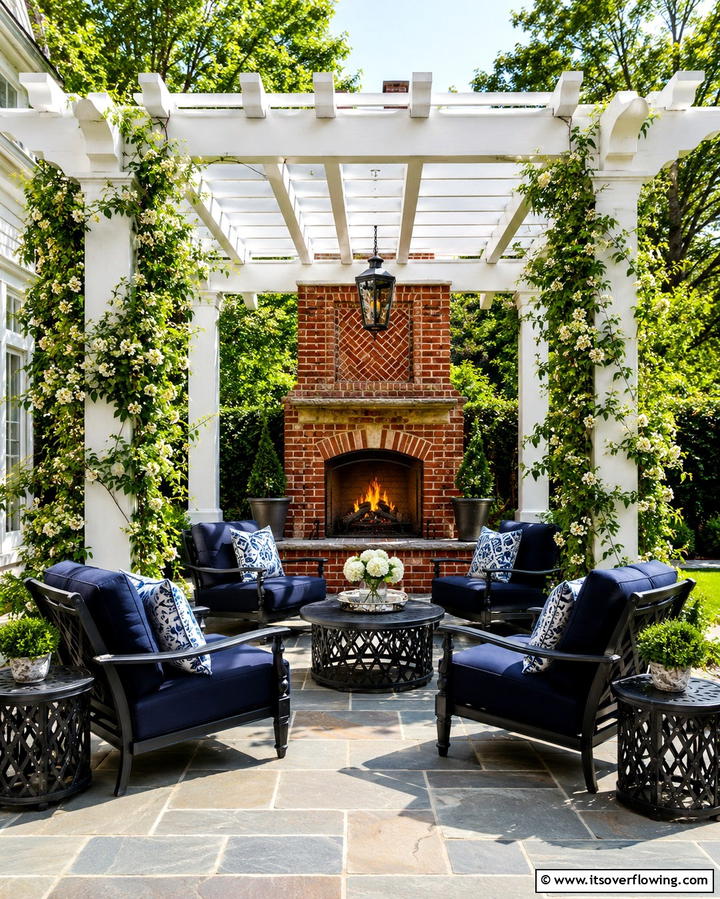 Fireplace with Pergola - 25 Outdoor Fireplace Ideas to Enhance Your Backyard