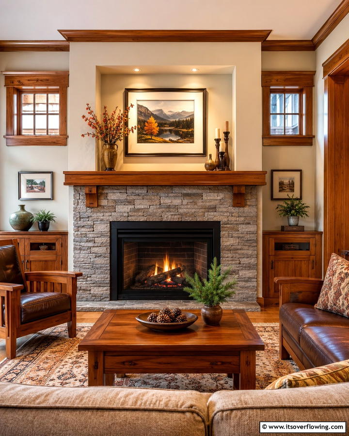 Fireplace with Recessed Niche - 25 Craftsman-style Fireplace Ideas- Classic & Elegant Designs