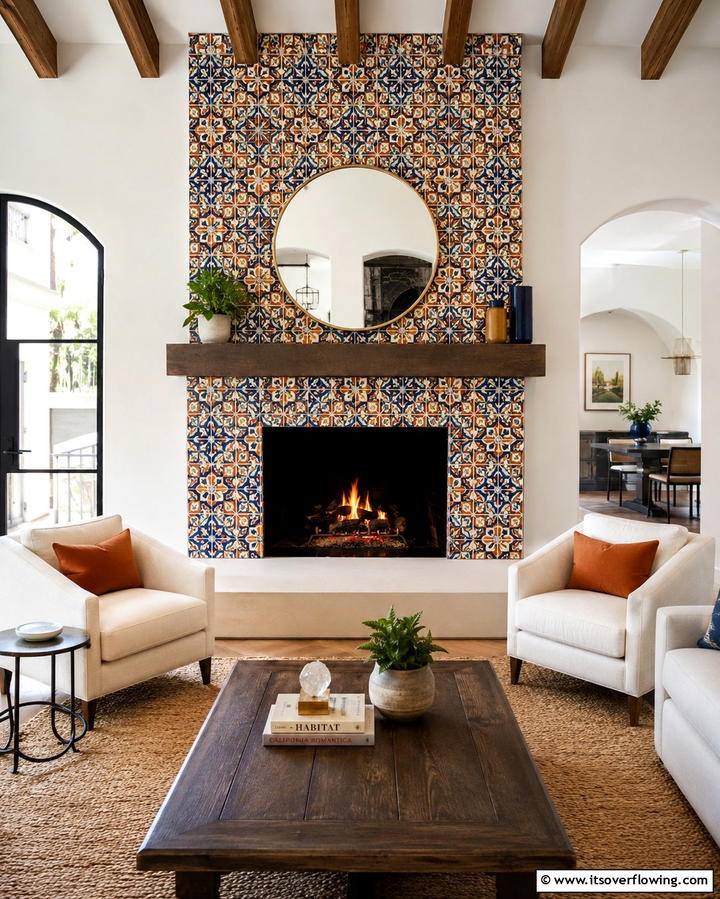 Fireplace with Spanish Tiles - 25 Spanish Modern Interior Design Ideas for Your Home