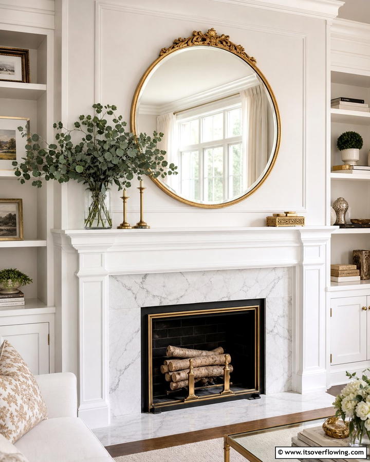 Fireplace with a Mirror Above for Depth - 25 Small Living Room Fireplace Ideas for Cozy Homes