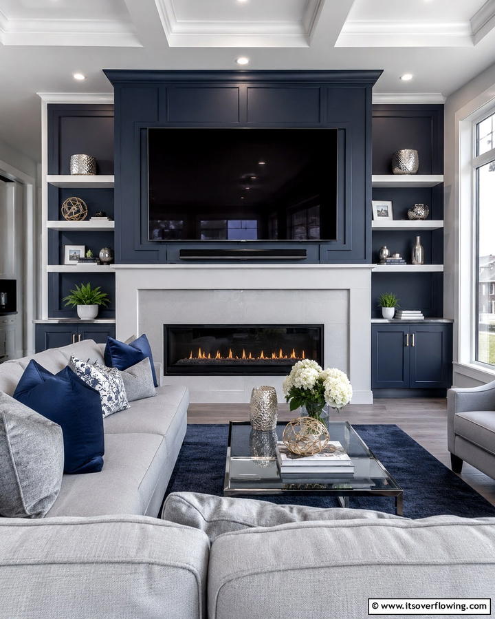 Fireplace with a TV Above - 25 Cozy Living Room Fireplace Ideas for Warmth