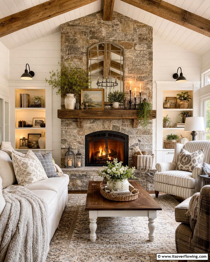 Fireplaces as Focal Points - 25 Cottage Decorating Ideas- Charming & Timeless Designs
