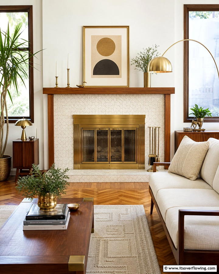 Fireplaces with Brass Accents - 20 Mid-century Modern Fireplace Ideas for a Retro Look