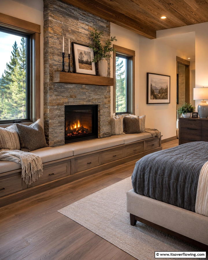 Fireplaces with Built In Benches - 30 Bedroom Fireplace Ideas for Cozy Warmth & Ambiance