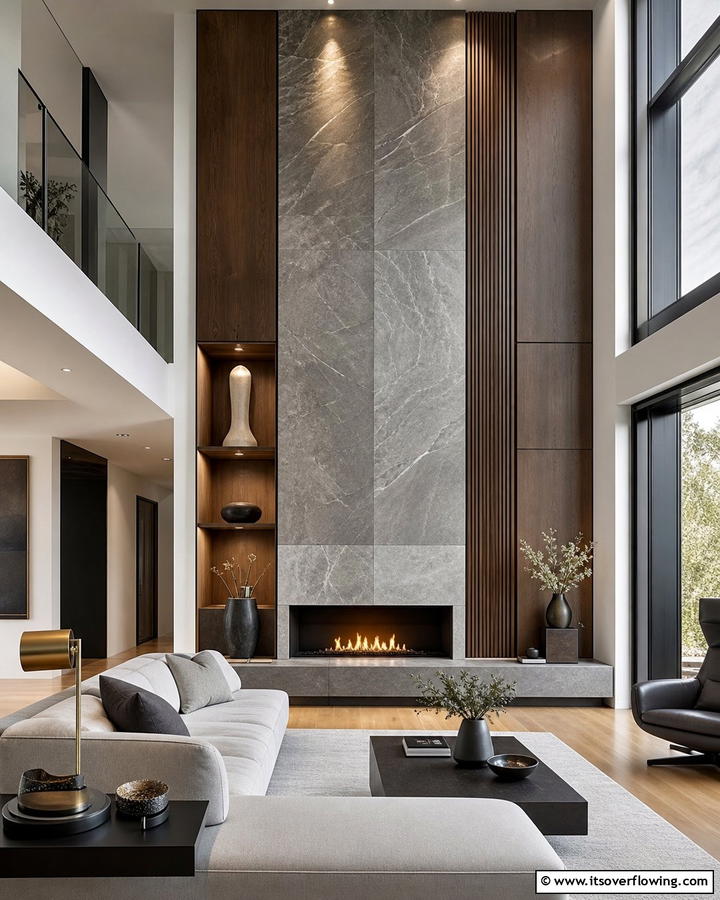 Fireplaces with Floor to Ceiling Surrounds - 20 Mid-century Modern Fireplace Ideas for a Retro Look