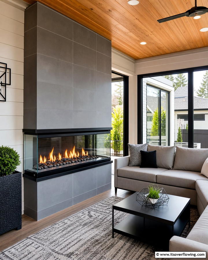 Fireplaces with Glass Enclosures - 25 Porch Fireplace Ideas for Cozy Outdoor Evenings