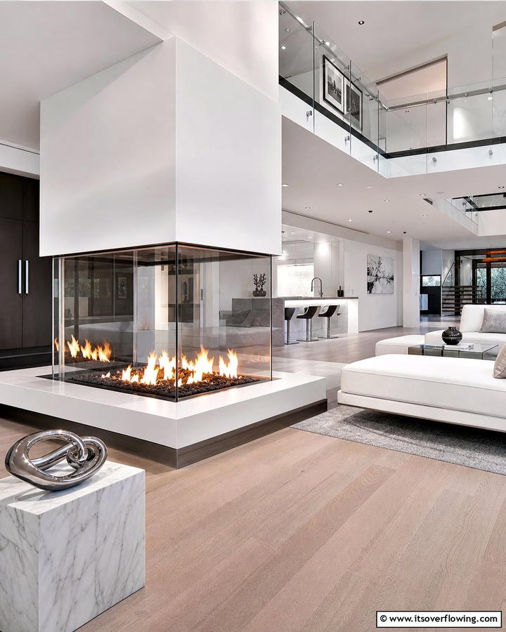 Fireplaces with Glass Enclosures - 20 Mid-century Modern Fireplace Ideas for a Retro Look