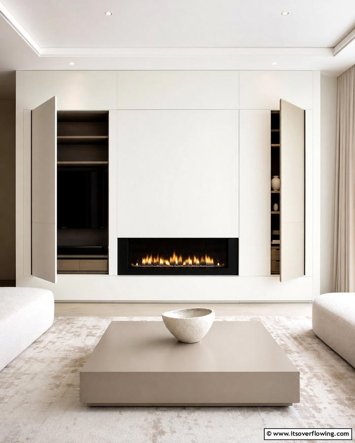 Fireplaces with Hidden Storage for Clutter Free Spaces - 25 Small Living Room Fireplace Ideas for Cozy Homes
