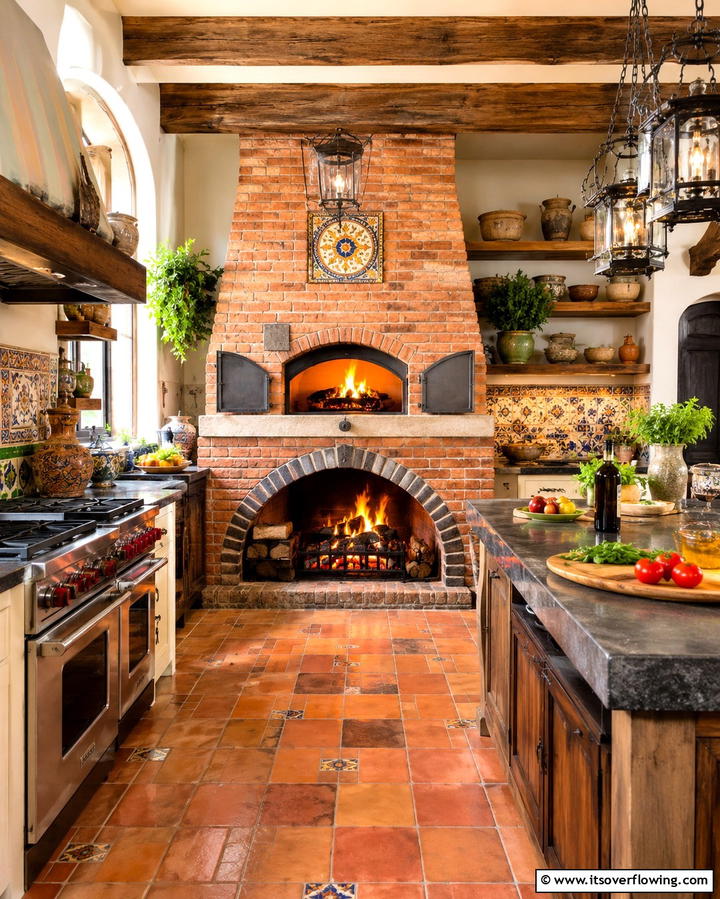 Fireplaces with Integrated Pizza Ovens - 25 Kitchens With Fireplaces for a Unique Cooking Space