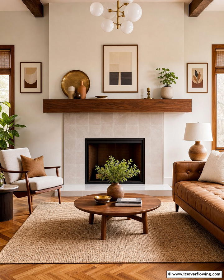 Fireplaces with Wooden Mantels - 20 Mid-century Modern Fireplace Ideas for a Retro Look