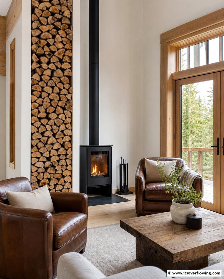 Firewood Storage Nook - 25 Hunting Room Ideas for the Ultimate Sportsman’s Retreat