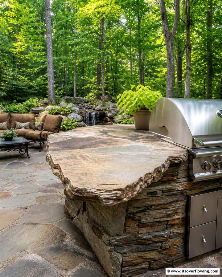 Flagstone Countertops for Natural Elegance - 25 Outdoor Kitchen Countertop Ideas for Functionality