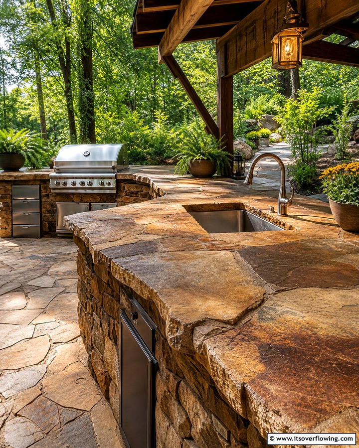Flagstone Countertops - 25 Types of Outdoor Kitchen Countertops for Durability