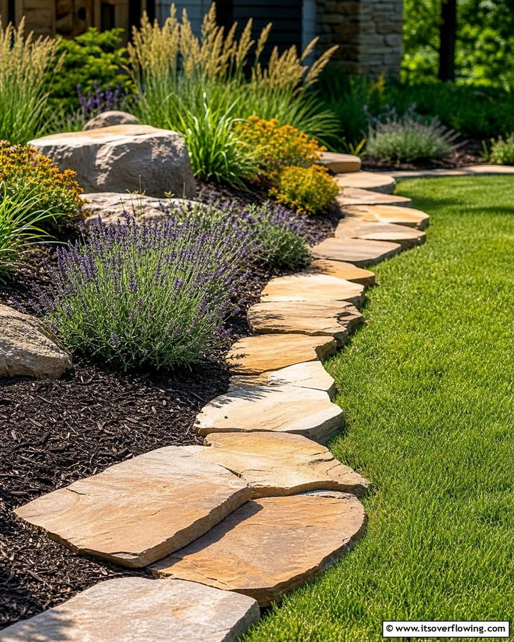 Flagstone Edging for Mulch Areas - 20 Mulch Edging Ideas to Define and Beautify Your Garden Beds
