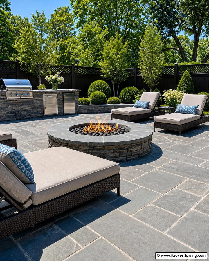 Flagstone Fire Pit for a Sleek Finish - 25 Rock Fire Pit Ideas for Outdoor Gatherings