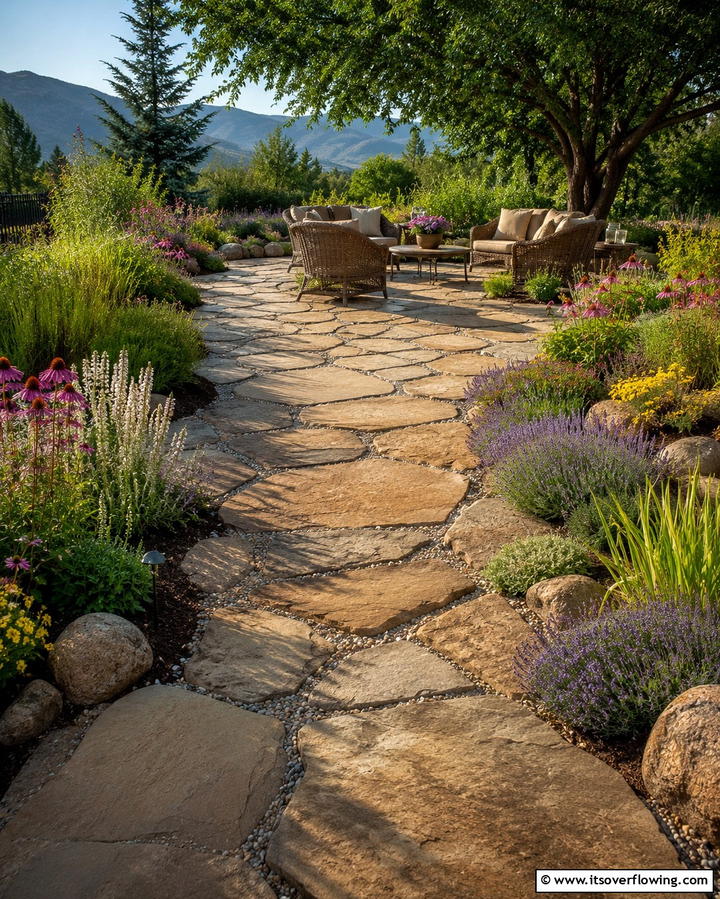 Flagstone Pathway Patio - 25 Stone Patio Ideas for Natural Outdoor Beauty