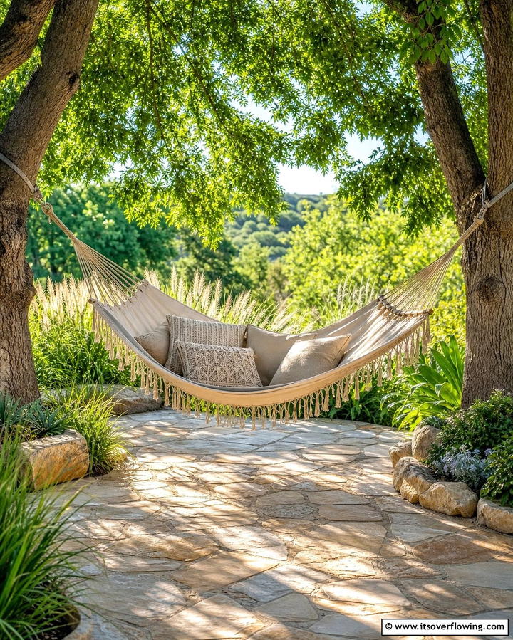 Flagstone Patio with Hammock - 25 Stunning Flagstone Patio Ideas for Outdoor Living