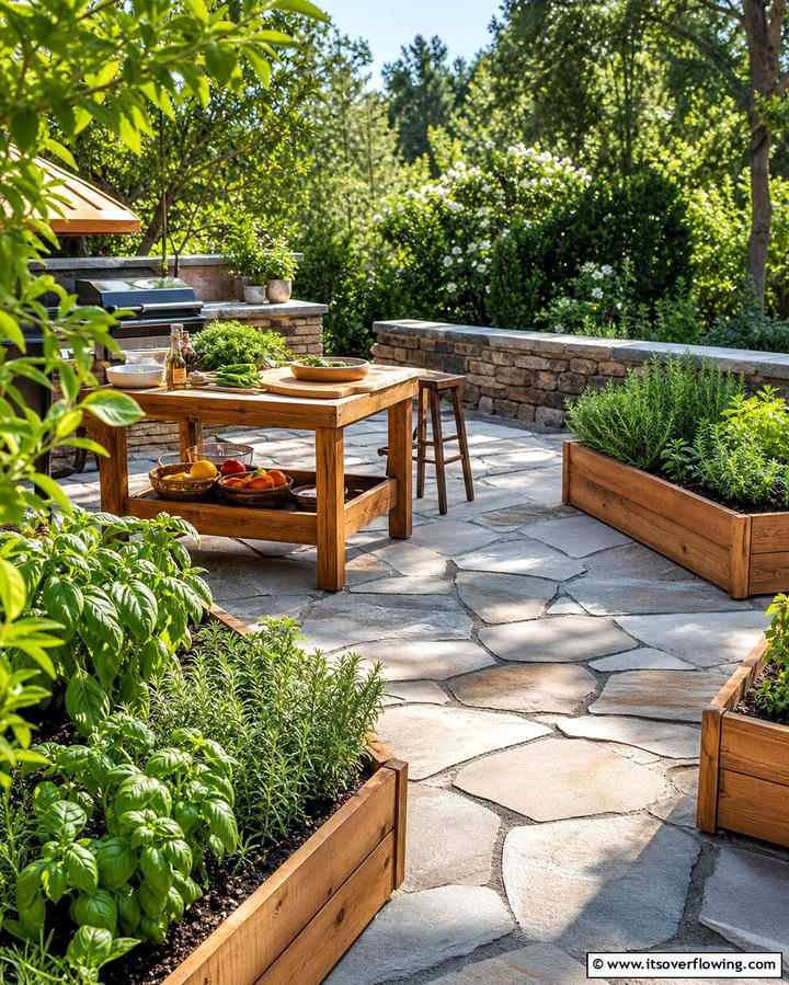 Flagstone Patio with Herb Garden - 25 Stunning Flagstone Patio Ideas for Outdoor Living