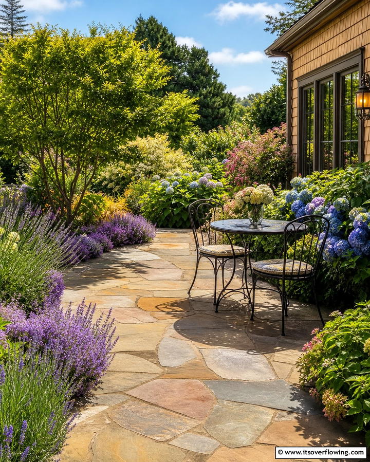Flagstone Patio with Lush Landscaping - 25 Stunning Flagstone Patio Ideas for Outdoor Living