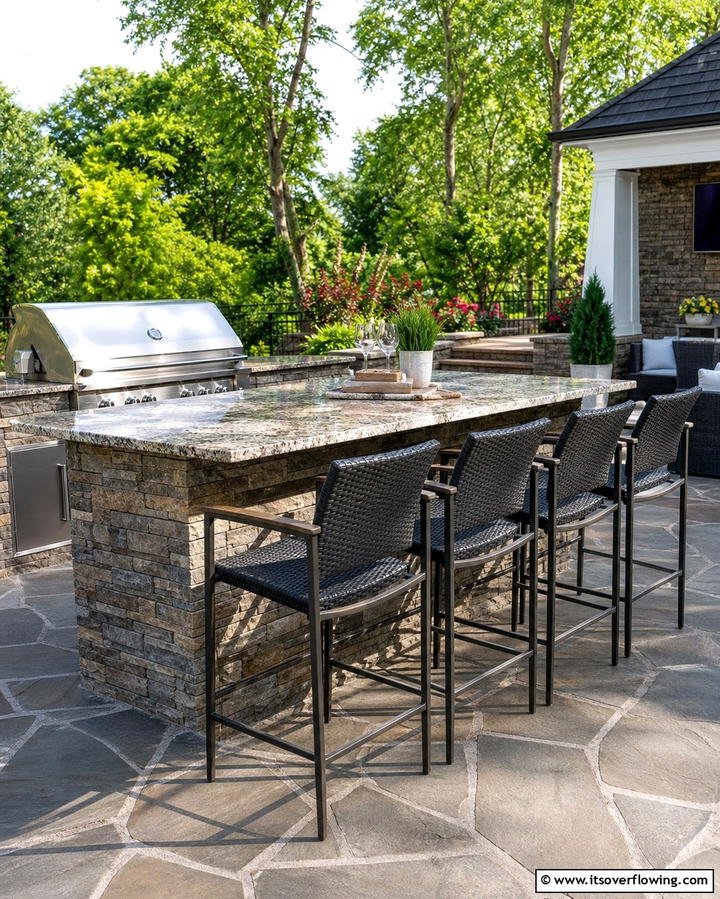 Flagstone Patio with Outdoor Bar - 25 Stunning Flagstone Patio Ideas for Outdoor Living