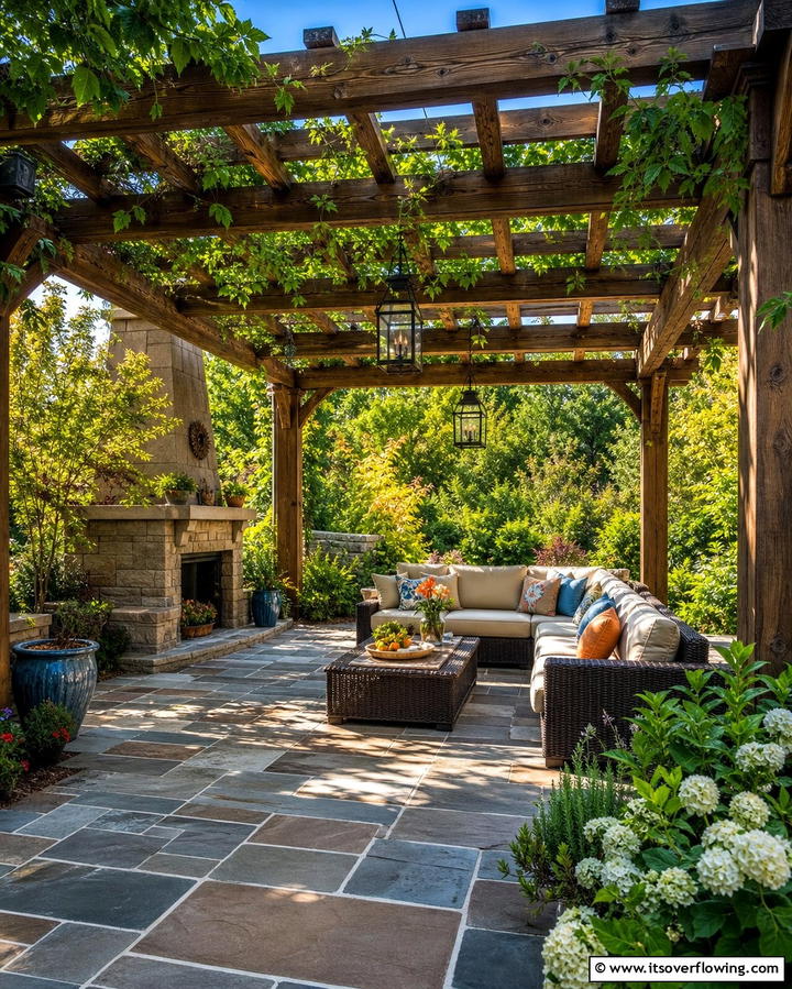 Flagstone Patio with Pergola - 25 Stunning Flagstone Patio Ideas for Outdoor Living