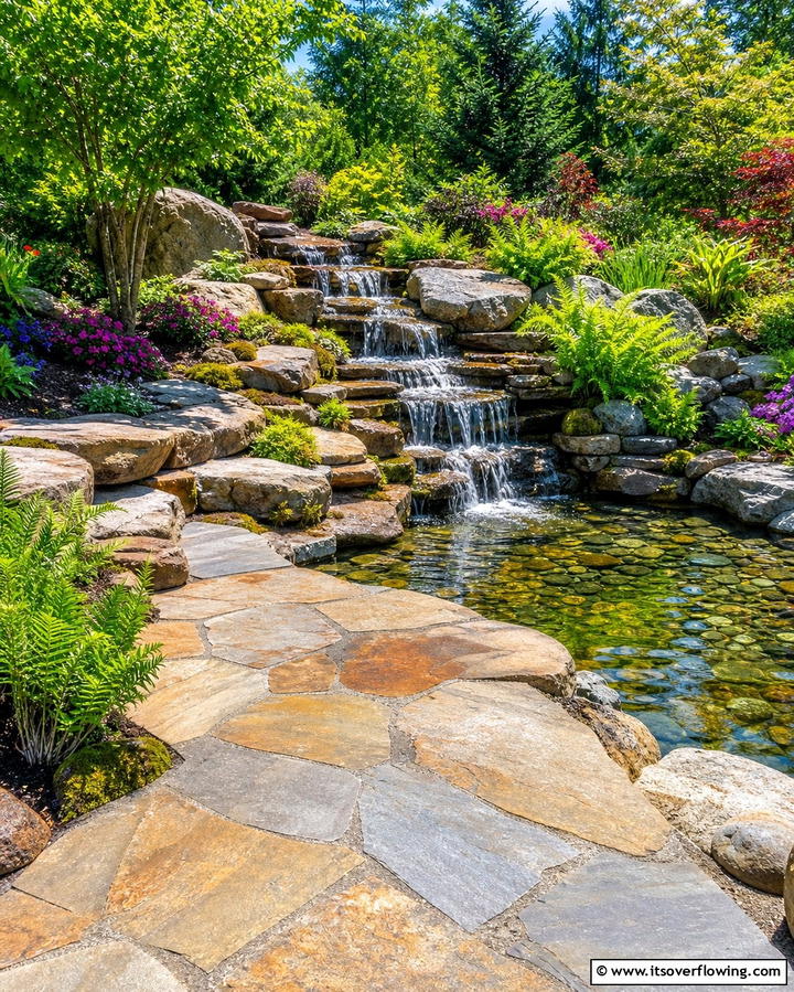 Flagstone Patio with Water Feature - 25 Stunning Flagstone Patio Ideas for Outdoor Living