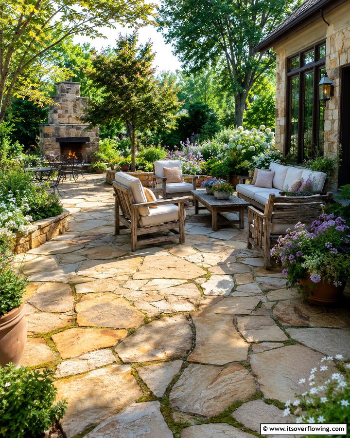 Flagstone Versatility - 25 Stone Patio Ideas for Natural Outdoor Beauty