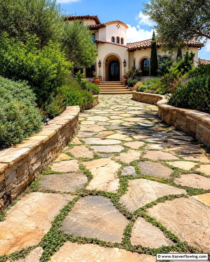 Flagstone Walkway - 25 Front Walkway Ideas to Enhance Your Home’s Curb Appeal