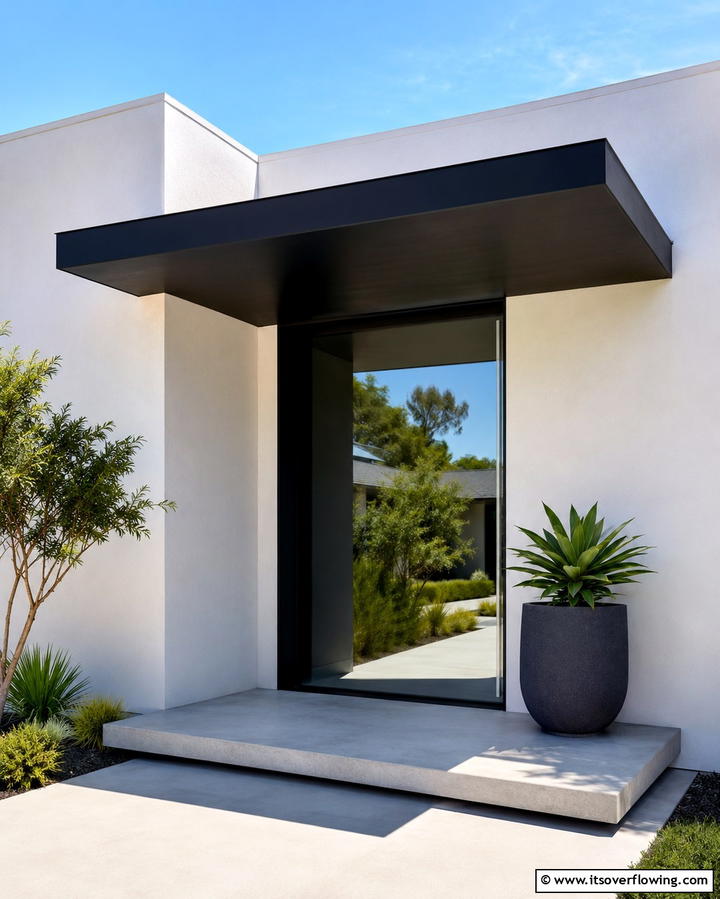 Flat Roof for Modern Minimalism - 25 Front Porch Roof Ideas- Enhance Your Home’s Curb Appeal