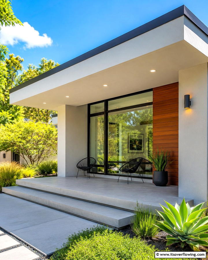 Flat Roof with Modern Appeal - 25 Front Porch Roof Ideas- Enhance Your Home’s Curb Appeal