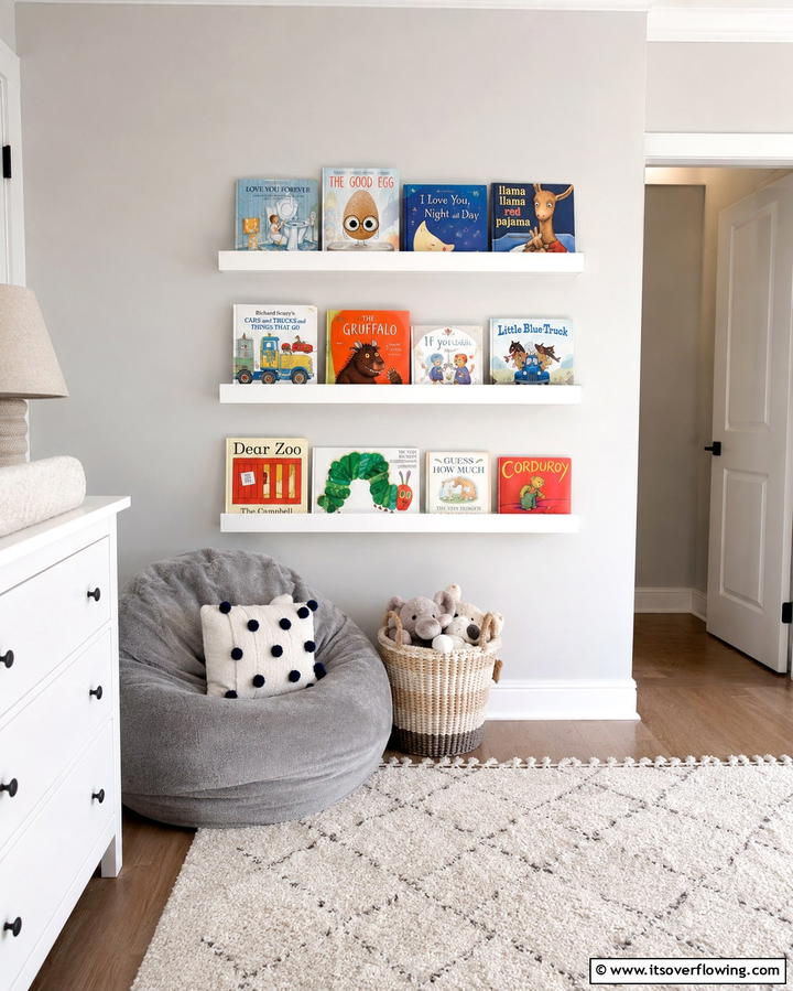 Floating Book Shelves - 25 Nursery Wall Decor Ideas to Create a Cozy and Cute Space