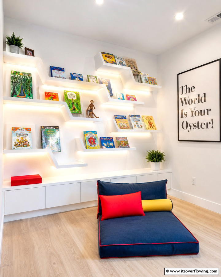 Floating Bookshelf Nook - 30 Kids Reading Nook Ideas- Cozy Spaces for Young Readers