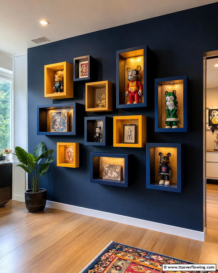 Floating Box Shelves for a Modern Twist - 30 Living Room Shelf Ideas for Stylish Storage Solutions
