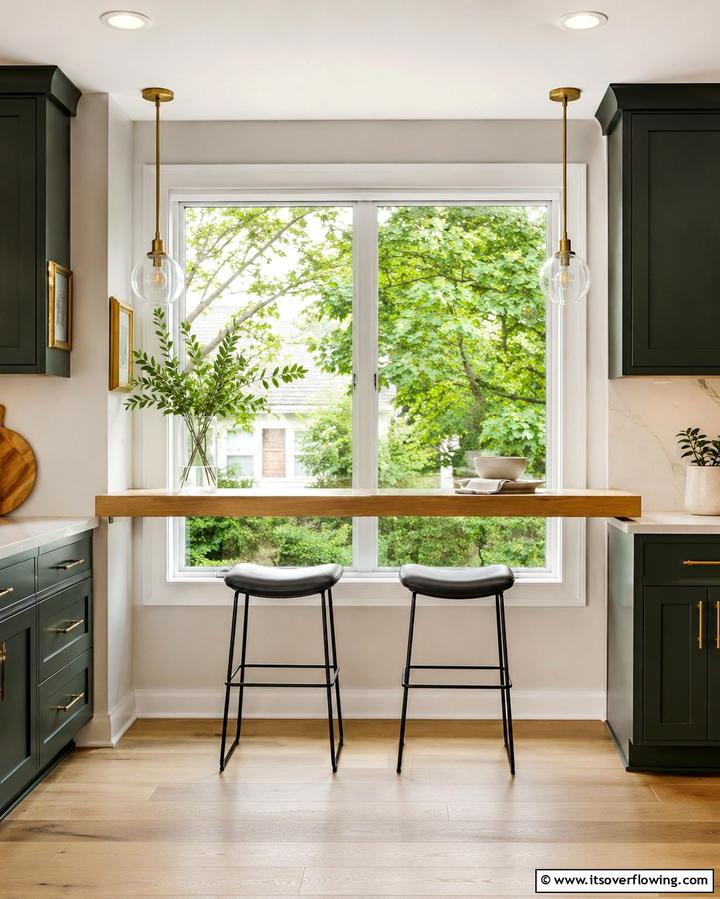 Floating Breakfast Bar - 25 Kitchen Bay Window Ideas for a Bright Cooking Space
