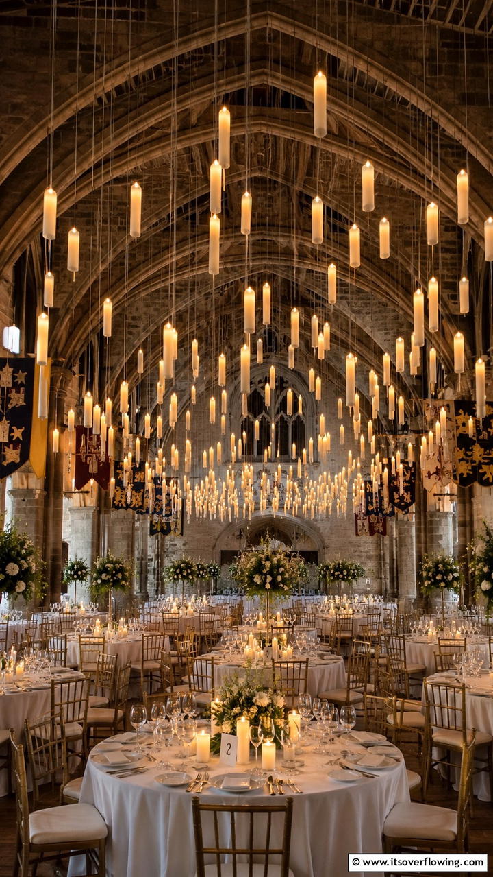 Floating Candle Installations - 30 Harry Potter Wedding Ideas- Enchanting Themed Celebrations