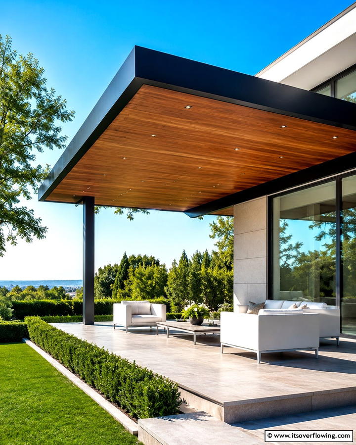 Floating Cantilever Cover - 25 Attached Covered Patio Ideas for Year-Round Use
