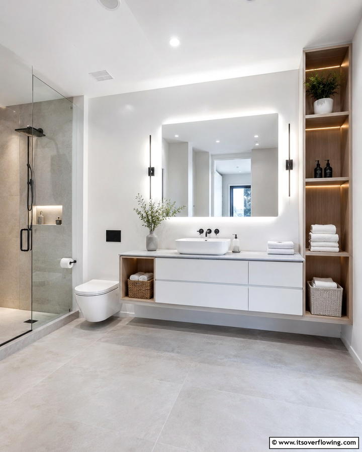 Floating Closet - 25 Bathroom Closet Ideas to Maximize Storage and Style