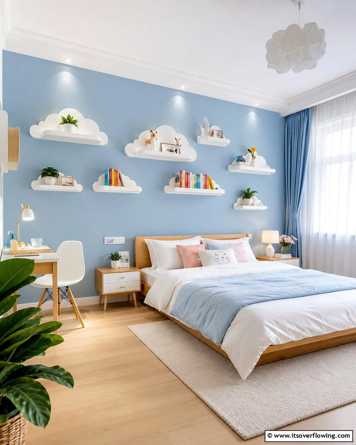Floating Cloud Shelves - 25 Dreamy Cloud-Themed Bedroom Ideas for Relaxation