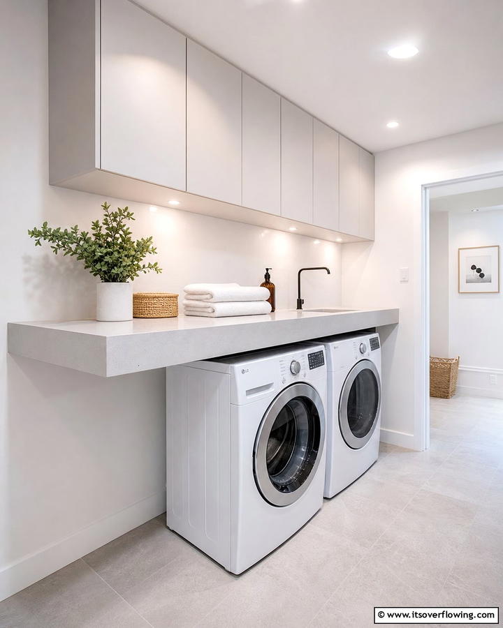 Floating Countertops for Minimalist Design - 20 Laundry Room Countertop Ideas for a Functional and Stylish Space