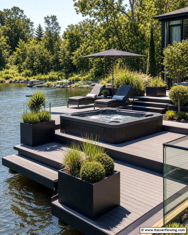 Floating Deck Design - 25 Relaxing Hot Tub Decor Ideas for Your Backyard