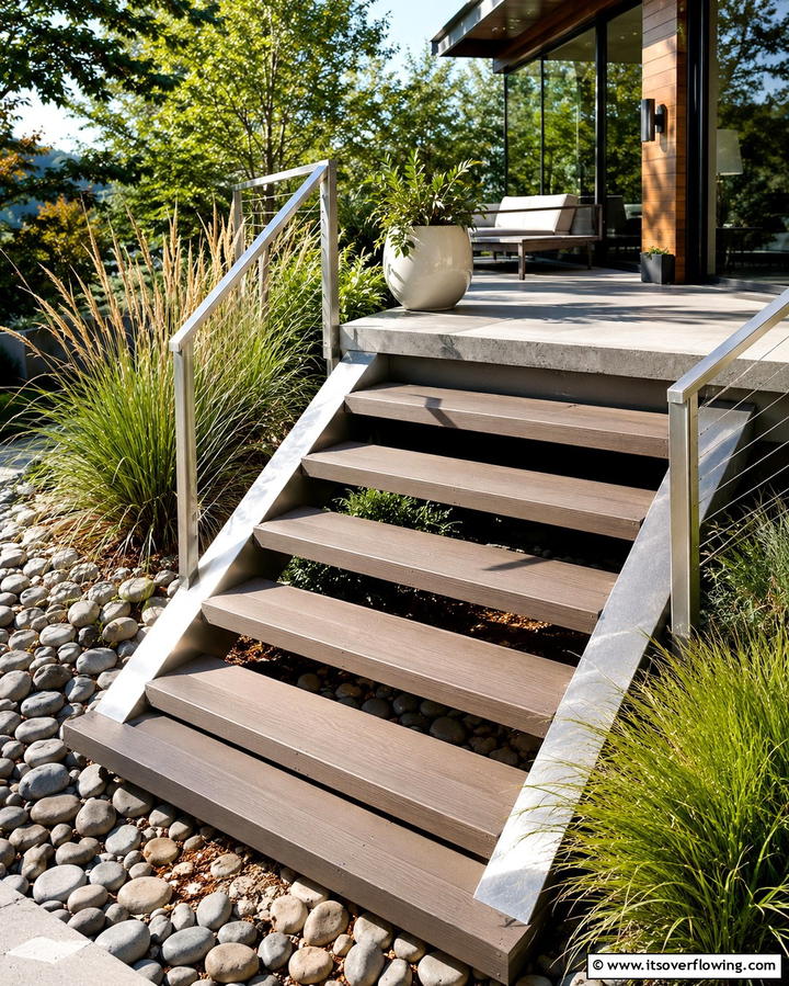 Floating Deck Steps for a Modern Look - 25 Deck Steps Ideas for a Safe and Stylish Entry
