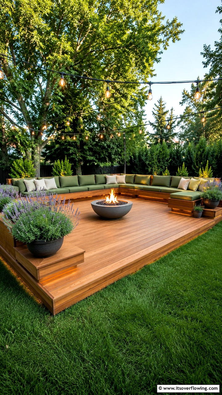 Floating Deck with Built in Seating - 30 Floating Deck Ideas for Modern Backyard Designs