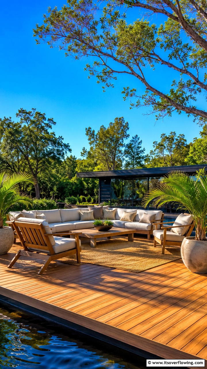 Floating Deck with Comfortable Seating - 30 Floating Deck Ideas for Modern Backyard Designs
